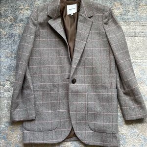 Wool blazer one button check